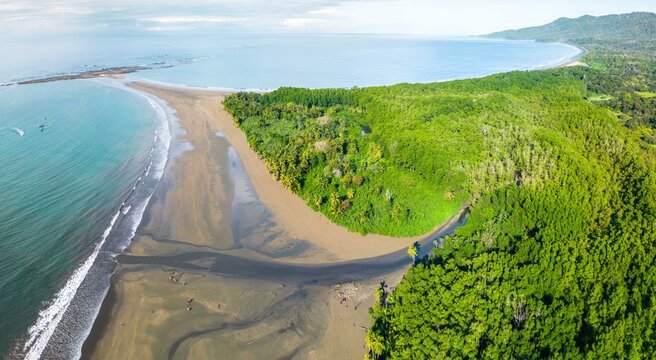 aerial view of Marino Ballena national park in Uvita costarica
