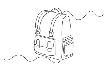 Obraz premium Student satchel continuous line art isolated simple illustration