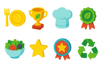 Eco-friendly, sustainability flat icon set. Recycle, green living icons flat collection