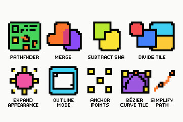 Graphic design tools icon set. Outline design elements collection for creative projects.