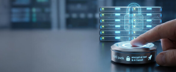 Data security concept with ai technology preventing data leakage by encrypting information at rest and in transit for safe storage and access