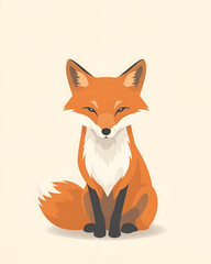 Sitting Red Fox With Calm Expression