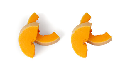 Naklejka premium Butternut squash isolated on white. Raw fresh autumn pumpkin, ripe orange gourd