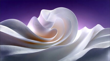 Abstract Fabric Waves in Motion Against Purple Backdrop