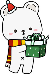 Naklejka premium polar bear with gift