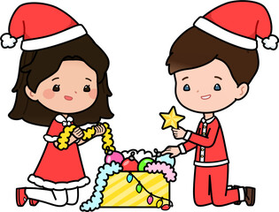 kids with christmas ornaments