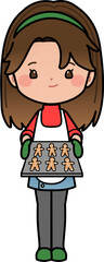 little girl with a gingerbread tray