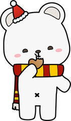 polar bear eating cookie
