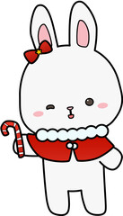 rabbit with candy cane