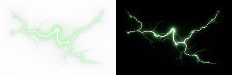 Intense storm‑driven electricity rendered as a PNG overlay featuring bold discharge lines and natural sky motion ideal for dynamic compositions on transparent layers.