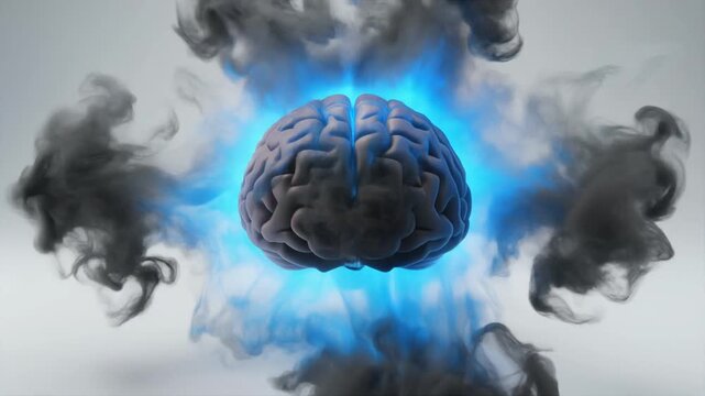 Glowing Brain with Smoke, Thinking, Intelligence Concept