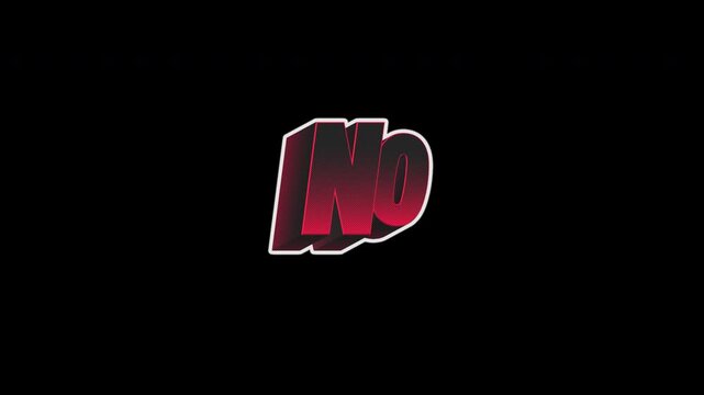 No Dark Red Neon Comic Halftone Sticker Title Animation On Alpha Loop