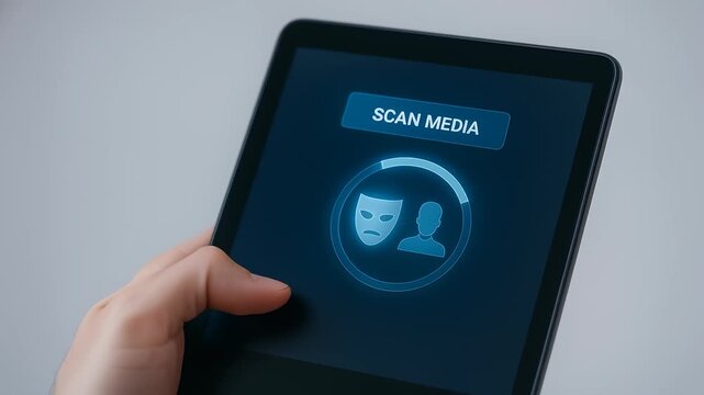 Deepfake detection digital device screen scanning media with ai technology to prevent crimes and protect against manipulated content online security
