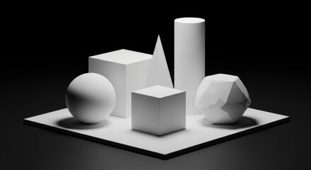 Geometric Composition: A Study of Forms, Light, and Shadow in a Minimalist Style