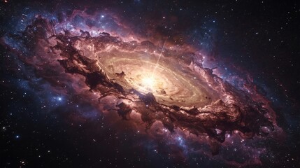 Fototapeta premium Epic Colorful Nebula with Glowing Core — High-Resolution Cosmic Explosion of Stars and Interstellar Gas Clouds for Sci-Fi Concept Art, Wallpaper, Poster, and Background