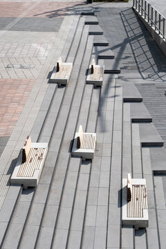 Modern architecture pathway with geometric perspective and outdoors minimalism revealing urban structure and design elements in a clean visual scene