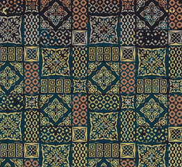 patchwork floral pattern with paisley and indian flower motifs. damask style pattern for textile and decoration,ikat pattern