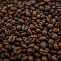 Fototapeta premium Dark Roasted Coffee Beans Texture Background