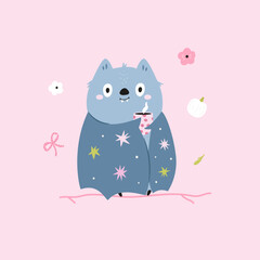 Adorable Hand-Drawn Halloween Bat. Vector Holiday Illustration.