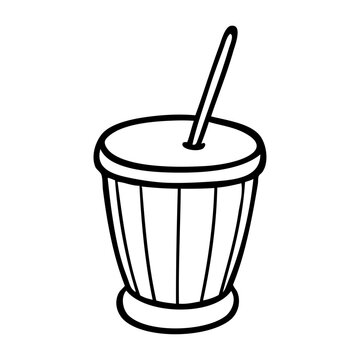 Instrumento musical navide&ntilde;o. Dibujo sencillo con l&iacute;neas de zambomba para tarjetas y felicitaciones de Navidad