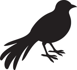 Naklejka premium Elegant Black Silhouette of a Crested Heron or Crane Standing on One Leg