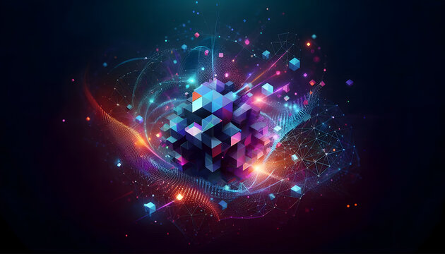fiber optics background with light spots - Powered by Adobe