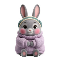 Bunny in Lavender Sweater and Earmuffs