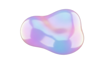 Iridescent Blob Floating on White Background