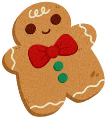 Adorable Gingerbread Man with Red Bow Tie – Christmas Cookie Art