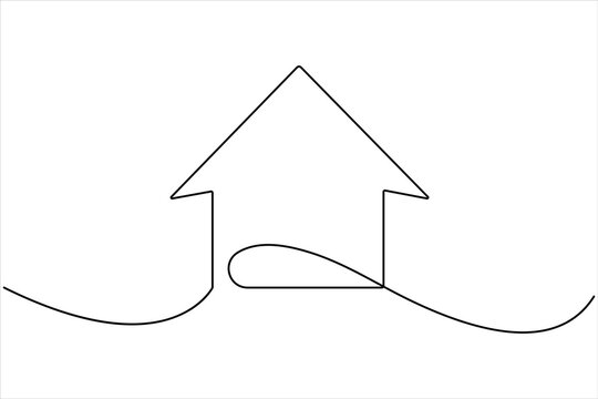  Continuous one line art drawing of house vector illustration. minimalist house icon outline symbol