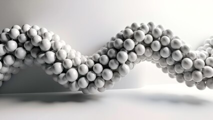 Artistic image of the snake shaped abstract installation with miscellaneous balls