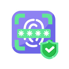 Secure biometric authentication and password protection icon, ideal for representing technology, cybersecurity, and secure login processes in apps, websites, and presentations