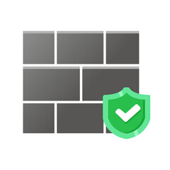 Secure brick wall network firewall protection icon, ideal for materials related to internet security, network configuration, perimeter defense, and data access control