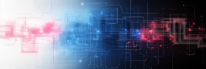 Futuristic Digital Background Featuring Complex Technological Connections and Binary Code Patterns