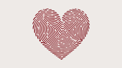 Heart shape fingerprint unique design isolated on light background for romantic feeling personal identity and security concept illustration of love and passion biometric print recognition