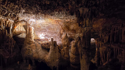 Majestic Stalactites and Limestone Formations inside Cuevas del Drach in Mallorca