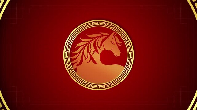 Year of the Horse 2026 for Traditional Red and Gold Chinese New Year Design