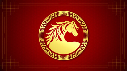 Year of the Horse 2026 for Traditional Red and Gold Chinese New Year Design