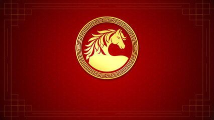 Year of the Horse 2026 for Traditional Red and Gold Chinese New Year Design