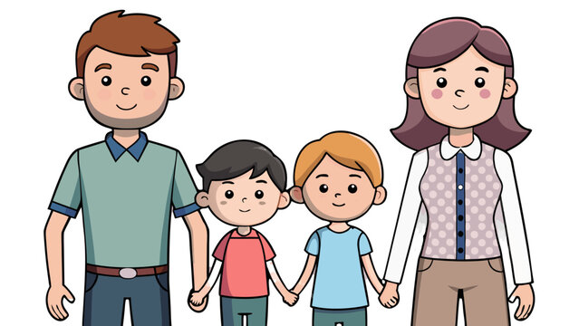 Happy Family Cartoon Illustration