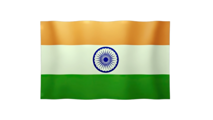 Indian Flag Waving on White Background