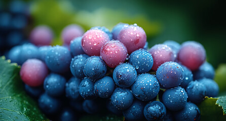Vineyard Scene with Grape Bunches Ready for Harvest