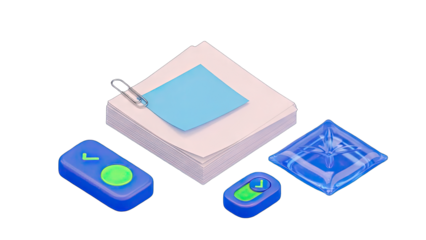 Isometric Checklist Elements on White Background