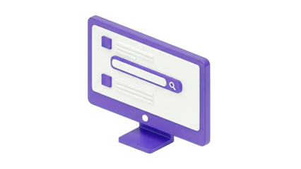 Isometric Computer Monitor with Search Bar Concept