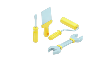 Isometric Tools Set on White Background