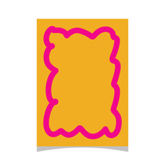 Abstract Graphic Card Template Blank Copy Space Banner Minimalist Bold Color Illustration Hand Drawn Sketch Frame Yellow Background with Pink Wavy Border.