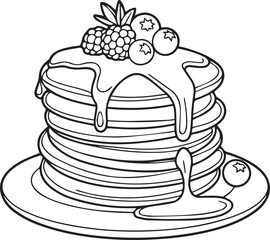 A beautiful stack of pancakes for coloring