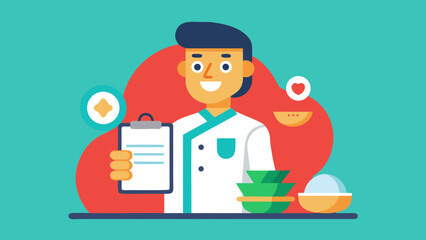 Nutritionist with Clipboard and Healthy Food Icons