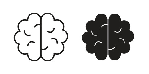 Brain icons, Line vector. solid symbol set