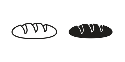 Bread loaf icons, Line vector. solid symbol set